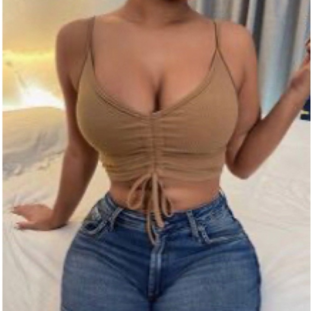 Drawstring Front Crop Cami Top